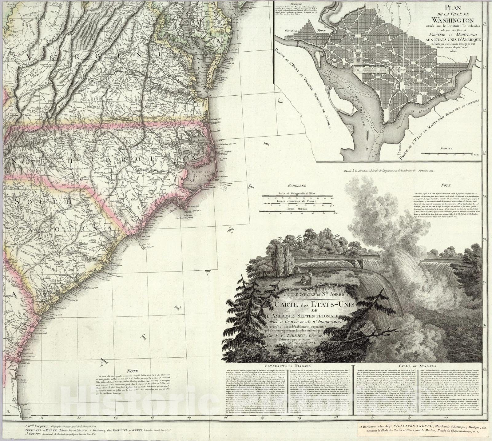 Historic Map : Sheet 4: United States of Nth. America., 1812, Vintage Wall Art