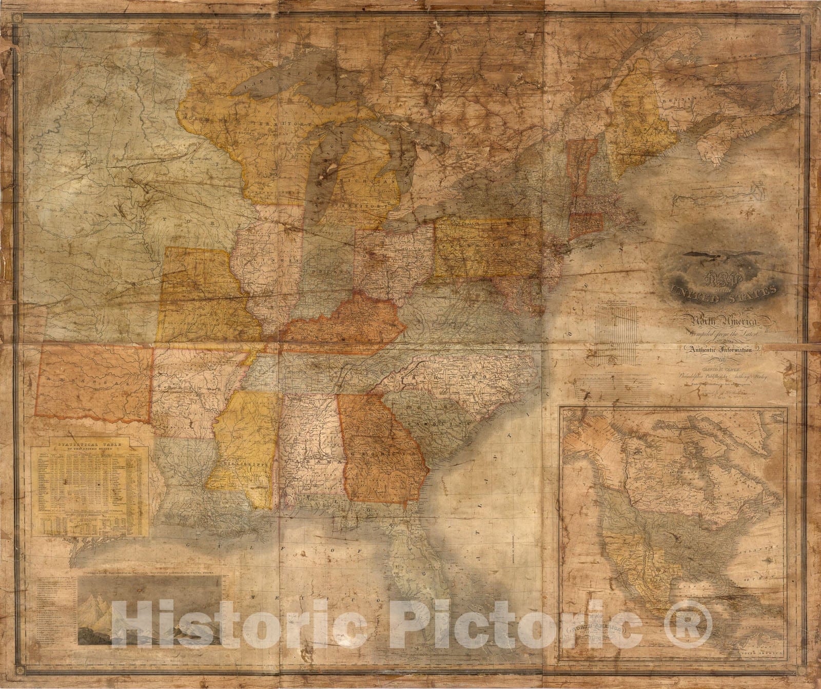 Historic Map : Map Of The United States, 1833, Vintage Wall Art
