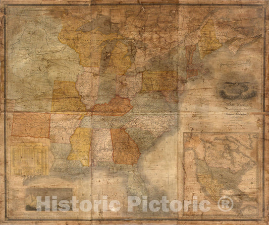Historic Map : Map Of The United States, 1833, Vintage Wall Art