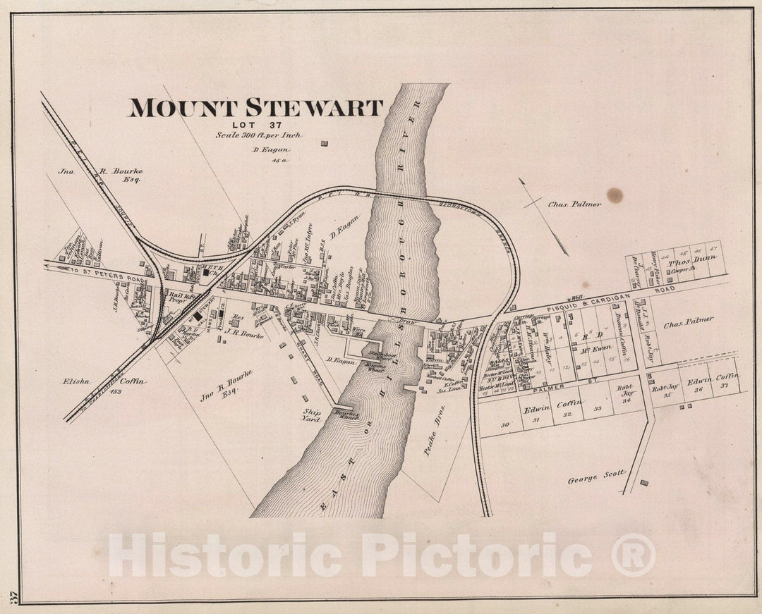 Historic Map : Mount Stewart, Lot 37., 1880, Vintage Wall Art