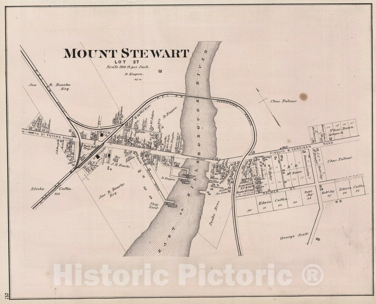 Historic Map : Mount Stewart, Lot 37., 1880, Vintage Wall Art