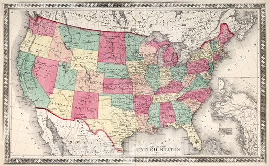 Historic Map : Map of the United States 1874., 1874, Vintage Wall Art