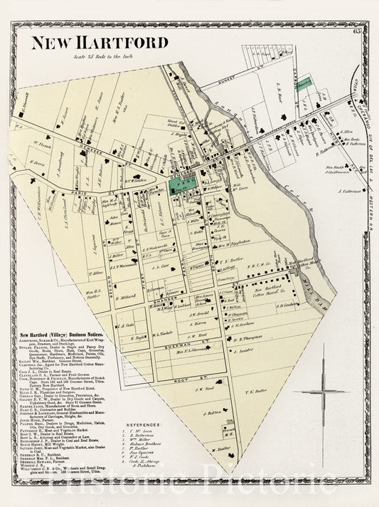 New Hartford, New York - Property Map, 1874 - Historical Map Print
