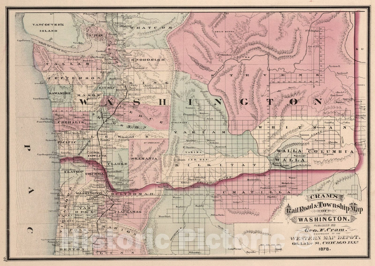 Historic Map : Washington., 1878, Vintage Wall Art