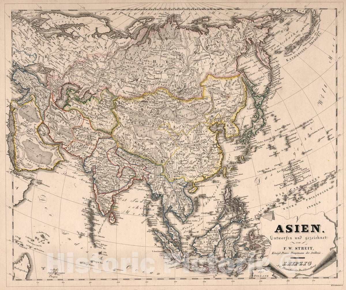 Historic Map : Asien, 1826, Vintage Wall Art