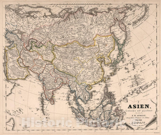 Historic Map : Asien, 1826, Vintage Wall Art