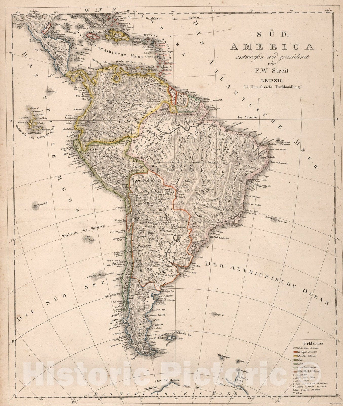 Historic Map : Sud=America, 1826, Vintage Wall Art
