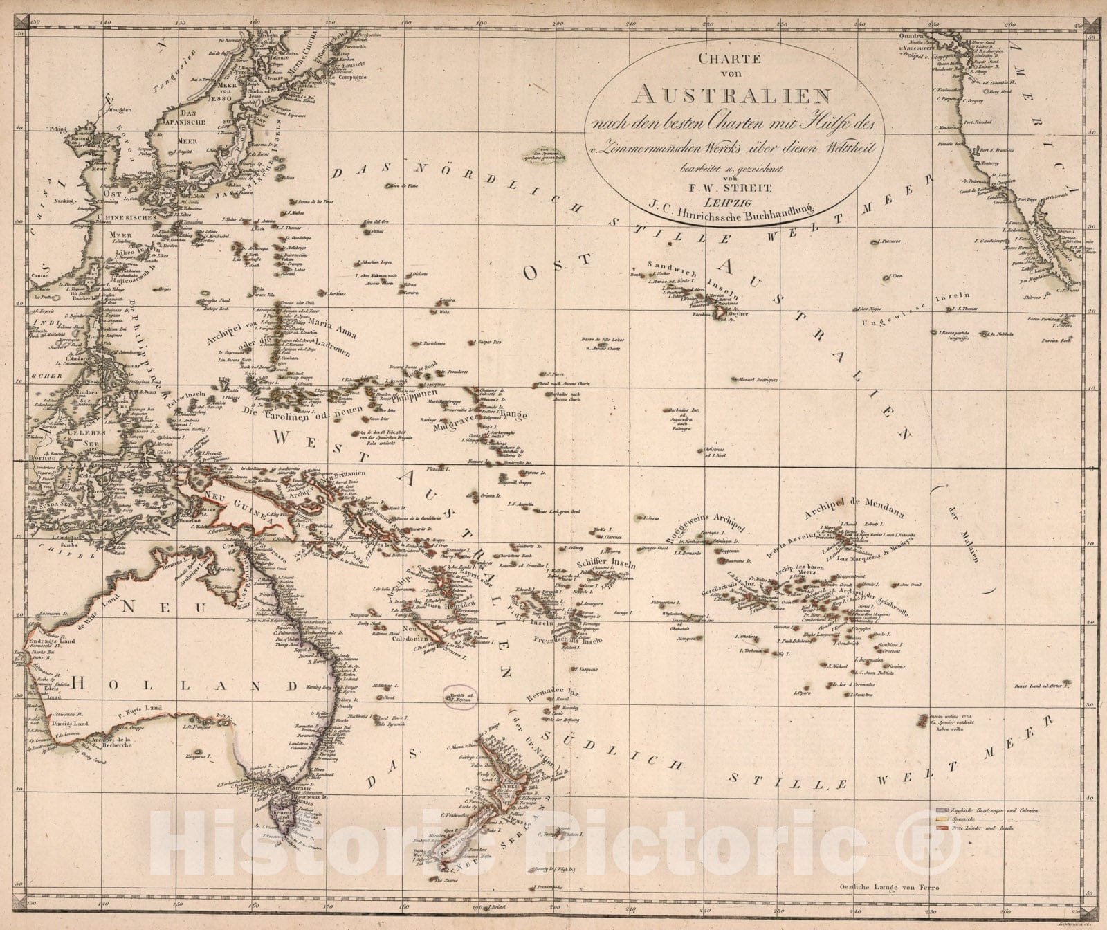 Historic Map : Charte von Australien, 1826, Vintage Wall Art
