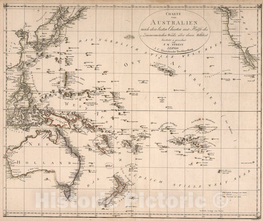 Historic Map : Charte von Australien, 1826, Vintage Wall Art