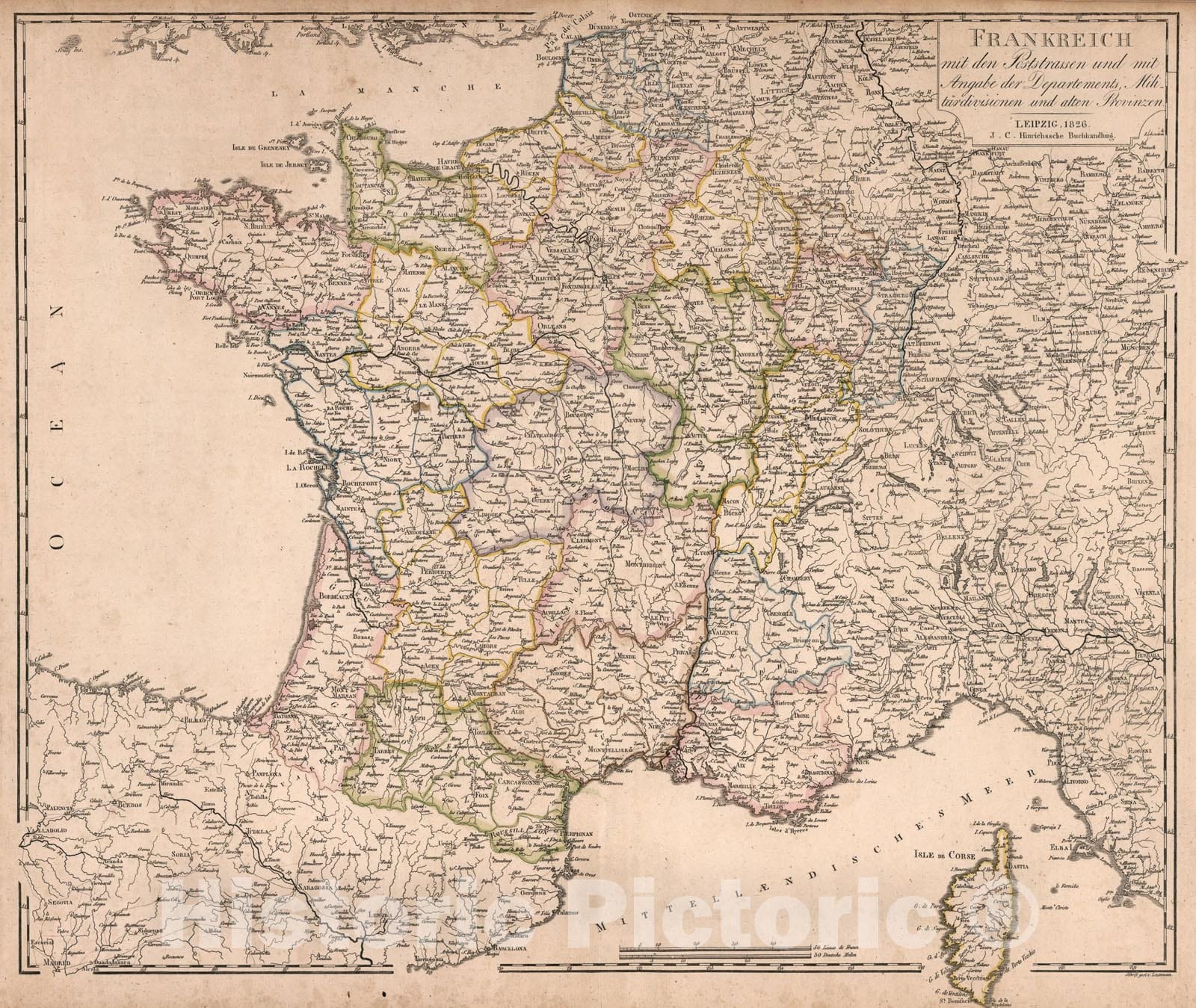 Historic Map : Frankreich, 1826, Vintage Wall Art