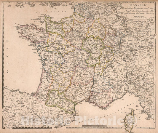 Historic Map : Frankreich, 1826, Vintage Wall Art