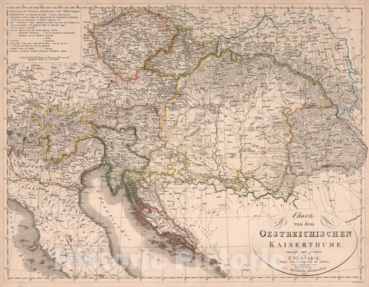 Historic Map : Charte von dem Oestreichischen Kaiserthume, 1827, Vintage Wall Art