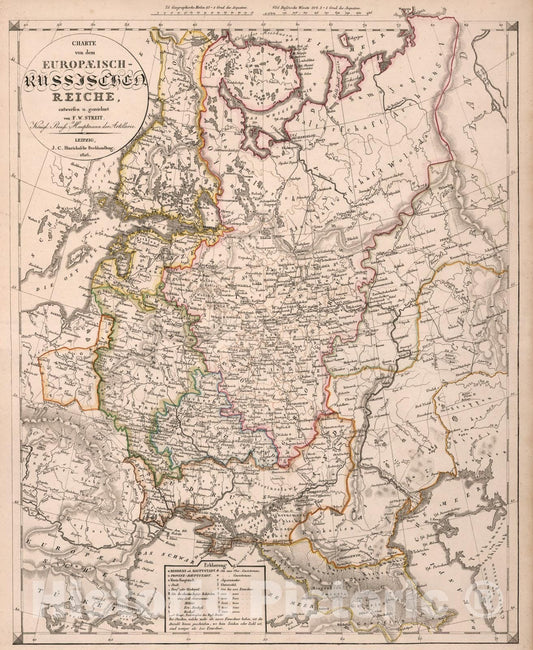 Historic Map : Charte von dem Europaeisch-Russischen Reiche, 1826, Vintage Wall Art