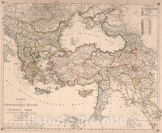 Historic Map : Charte des Osmanischen Reichs in Europa und Asien, 1824, Vintage Wall Art
