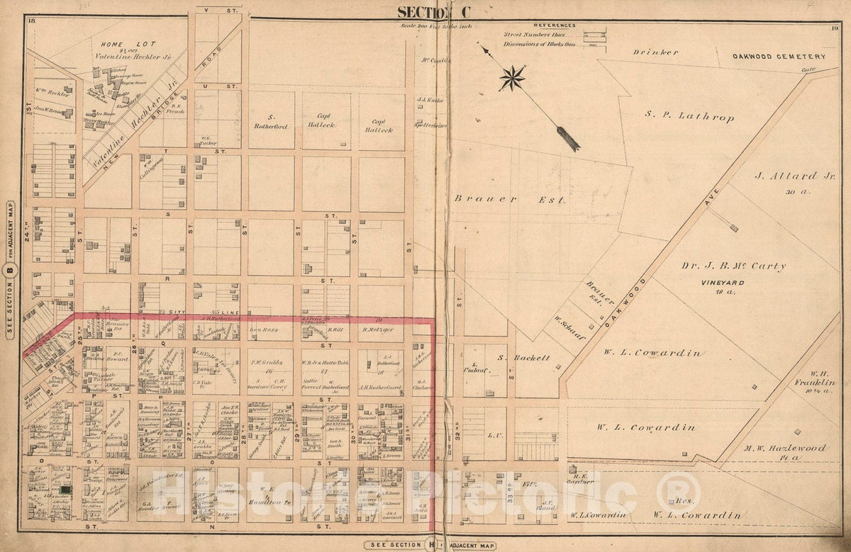 Historic Map : Section C. (Richmond, Va.), 1876, Vintage Wall Art