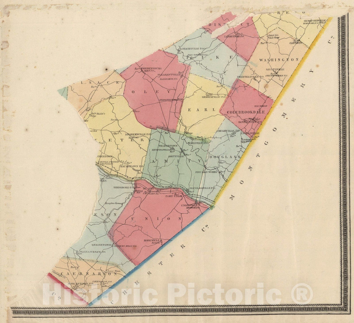 Historic Map : Berks County, Pennsylvania (largely missing)., 1862, Vintage Wall Art