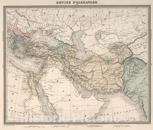 Historic Map : Empire D'Alexandre., 1863, Vintage Wall Art