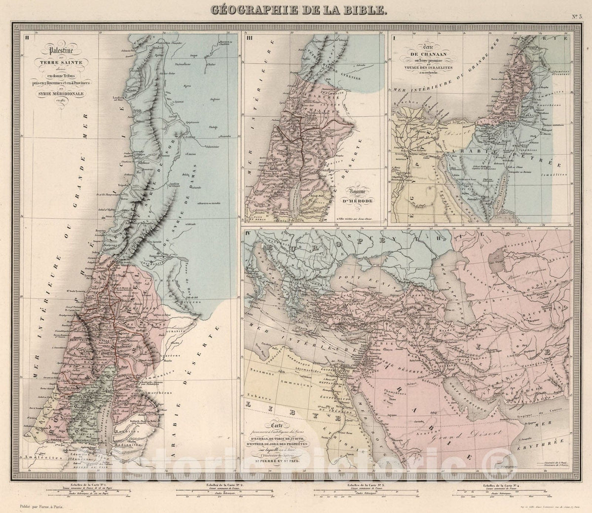 Historic Map : Geographie de la Bible., 1863, Vintage Wall Art