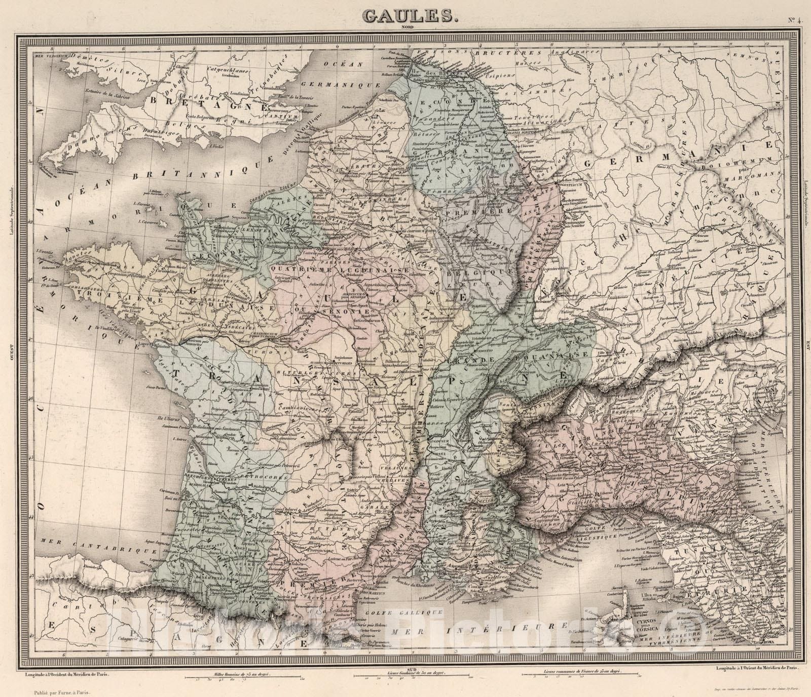 Historic Map : Gaules (France)., 1863, Vintage Wall Art