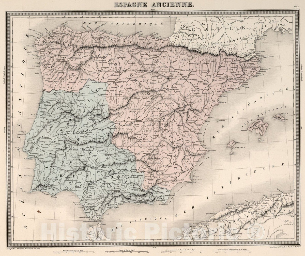 Historic Map : Espagne Ancienne., 1863, Vintage Wall Art