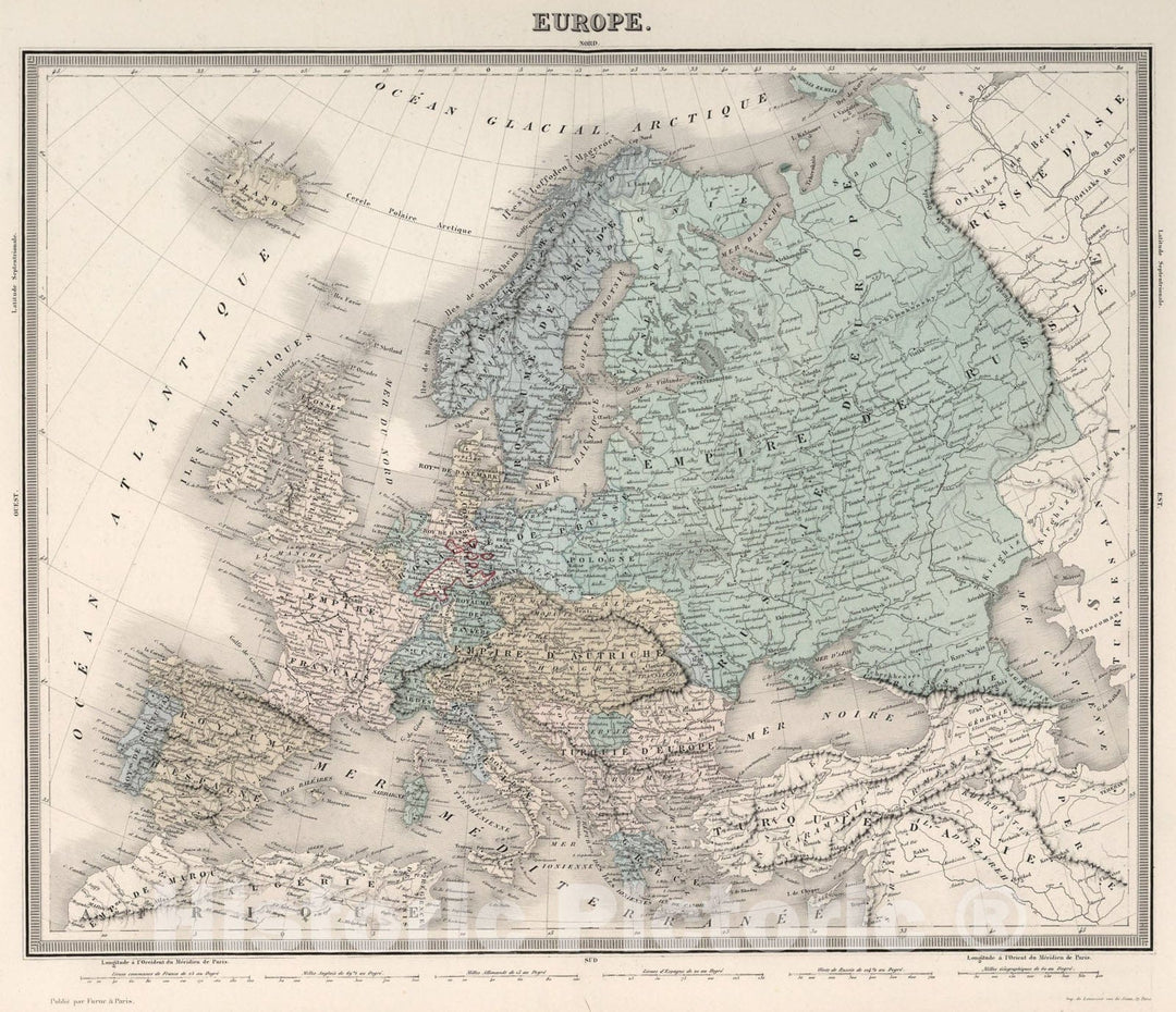 Historic Map : Europe., 1863, Vintage Wall Art