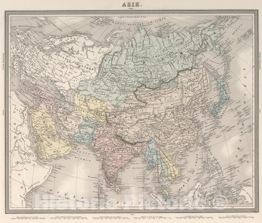 Historic Map : Asie., 1863, Vintage Wall Art
