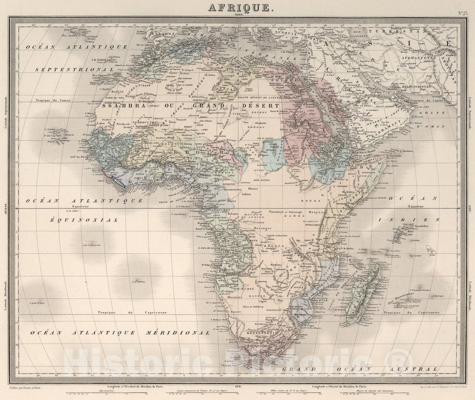 Historic Map : Afrique., 1863, Vintage Wall Art