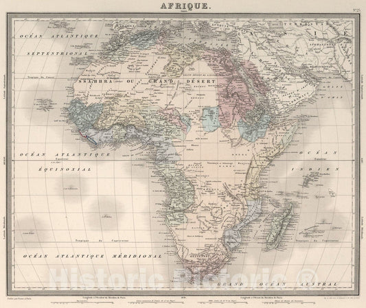 Historic Map : Afrique., 1863, Vintage Wall Art