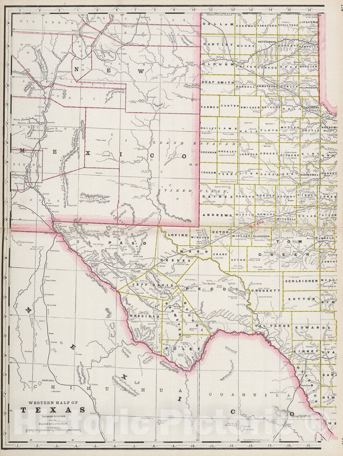 Historic Map : Texas (western portion)., 1889, Vintage Wall Art