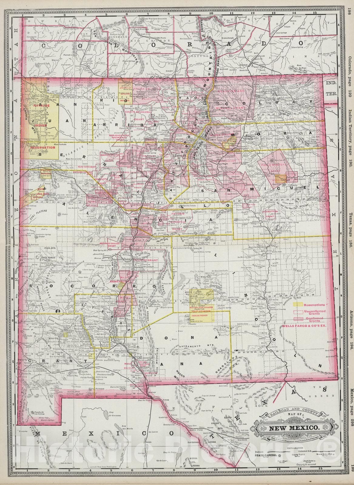 Historic Map : New Mexico., 1889, Vintage Wall Art