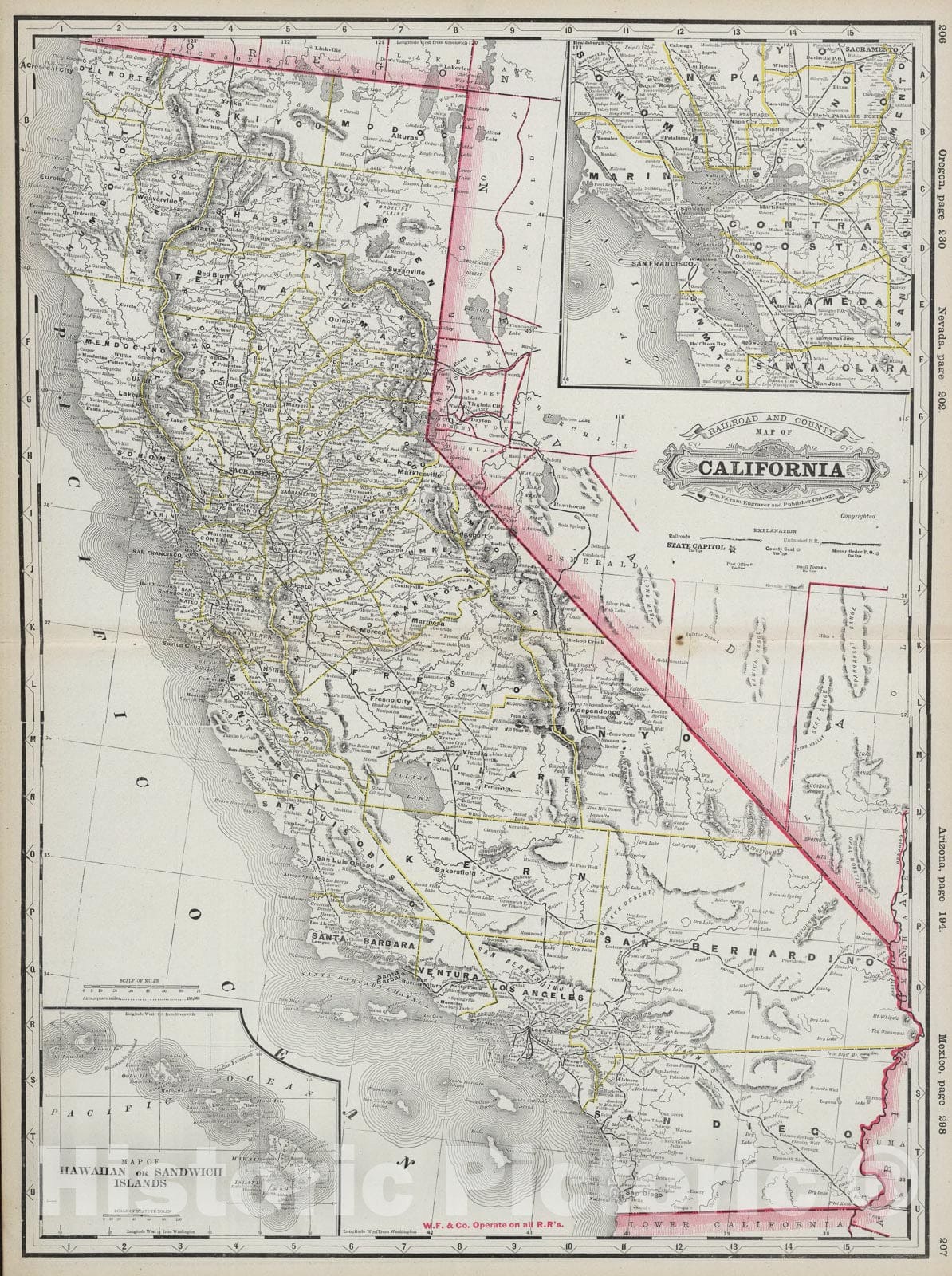 Historic Map : California., 1889, Vintage Wall Art