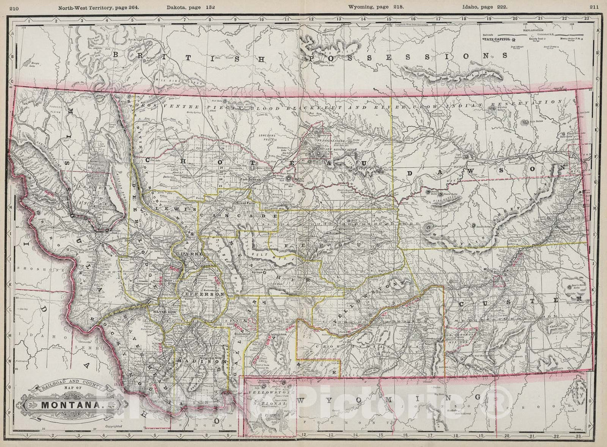 Historic Map : Montana., 1889, Vintage Wall Art