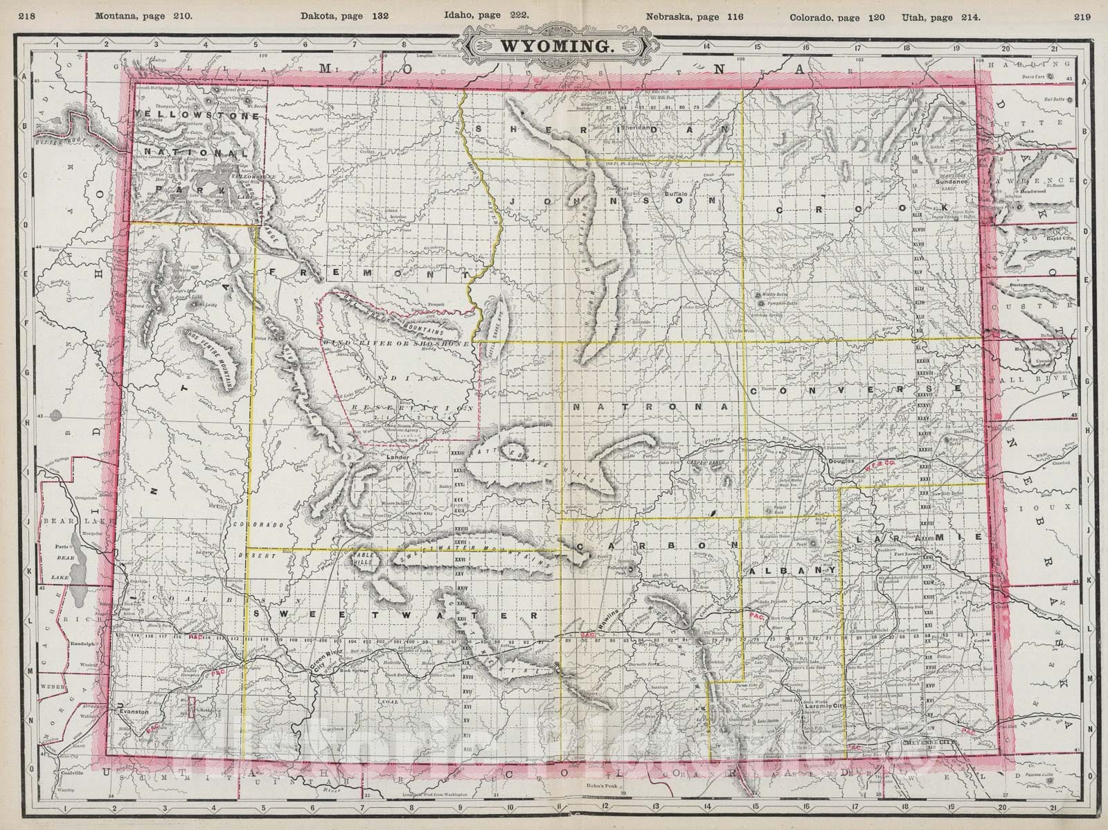 Historic Map : Wyoming., 1889, Vintage Wall Art