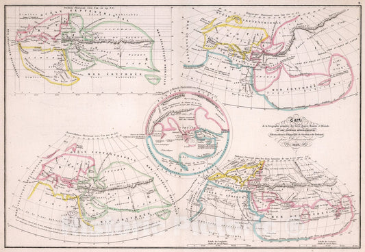 Historic Map : Geographie primitive des Grees., 1838, Vintage Wall Art