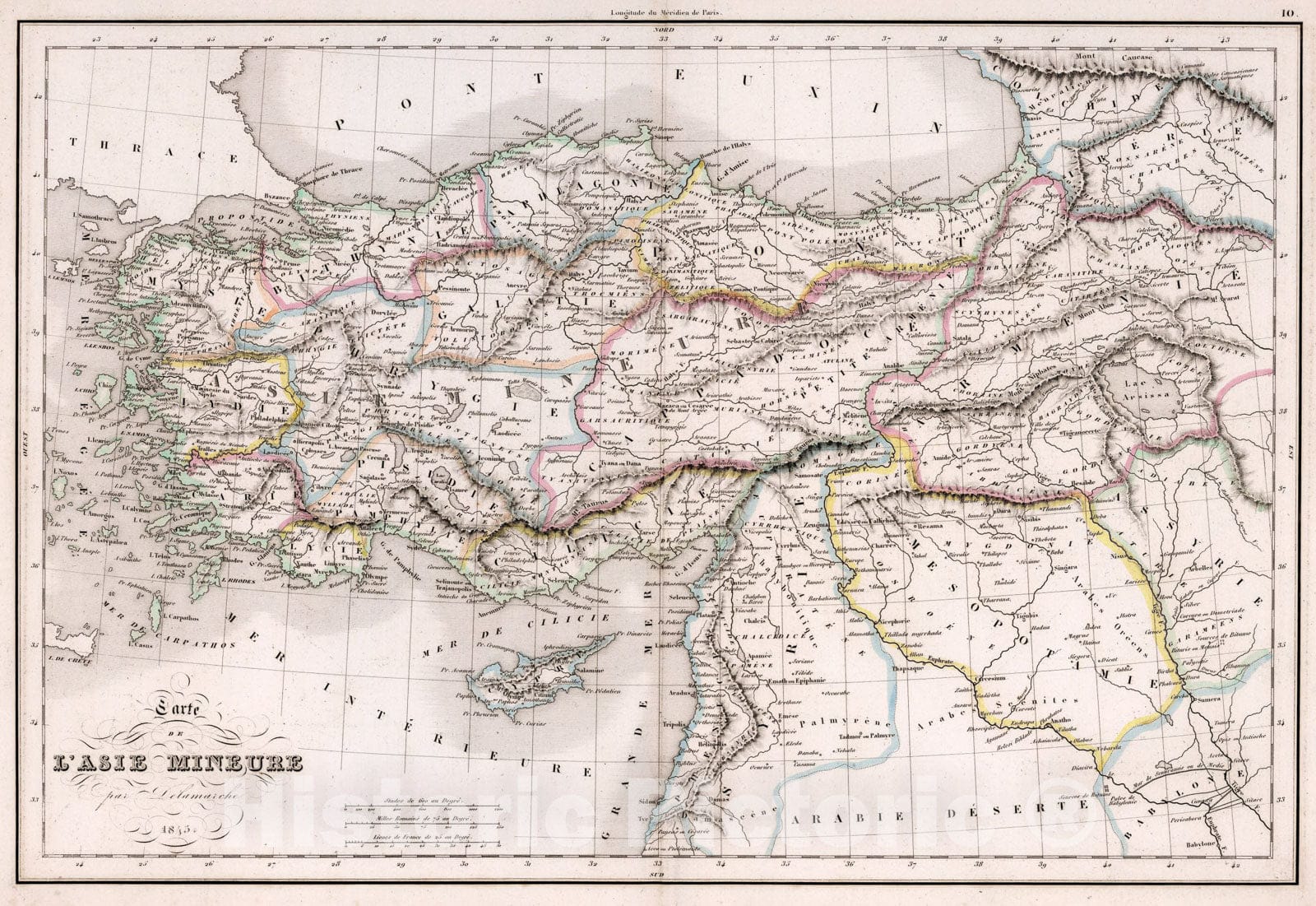 Historic Map : L'Asie Mineure., 1847, Vintage Wall Art