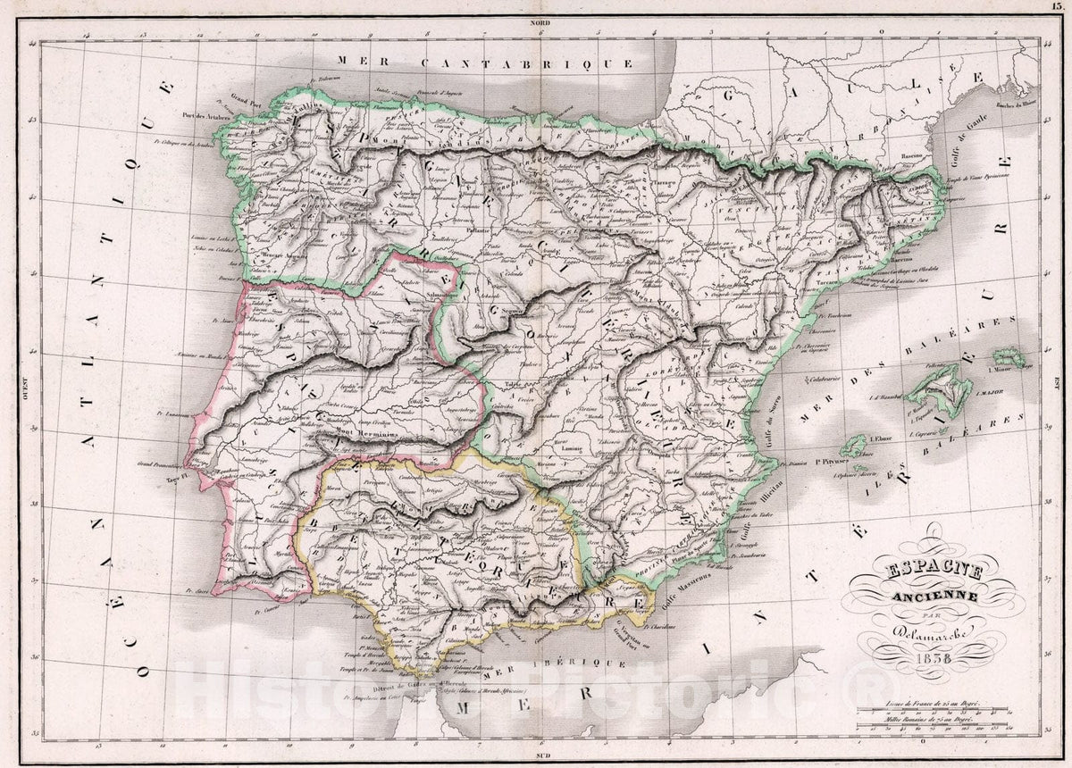 Historic Map : Espagne Ancienne., 1847, Vintage Wall Art