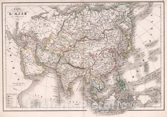Historic Map : L'Asie., 1847, Vintage Wall Art