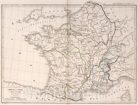 Historic Map : 15. Carte de la Gaule d'apres d'Anville., 1856, Vintage Wall Art