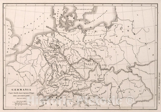 Historic Map : 17. Germania., 1849, Vintage Wall Art