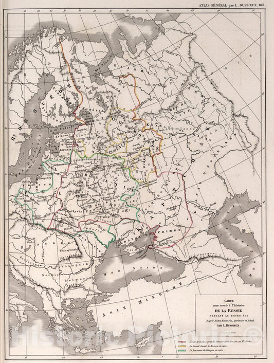 Historic Map : 103. Carte pour servir a l'histoire de la Russie pendant le Moyen Age., 1856, Vintage Wall Art