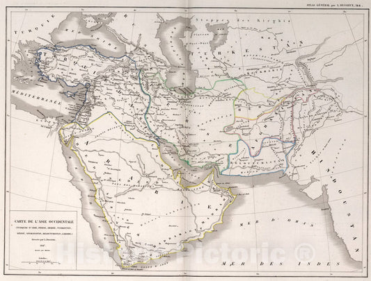 Historic Map : 144. Carte de L'Asie Occidentale., 1847, Vintage Wall Art
