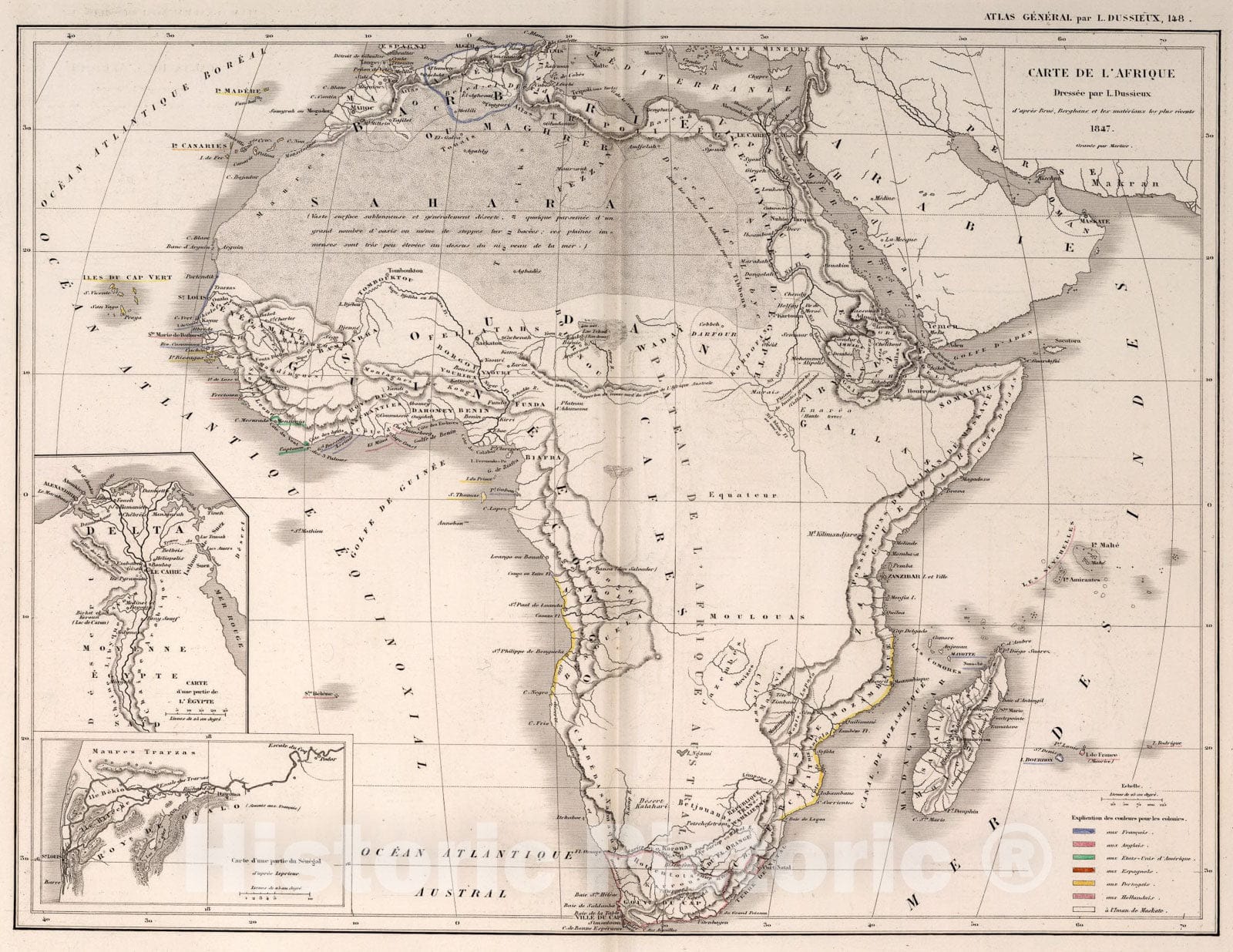 Historic Map : 148. Carte de l'Afrique., 1847, Vintage Wall Art