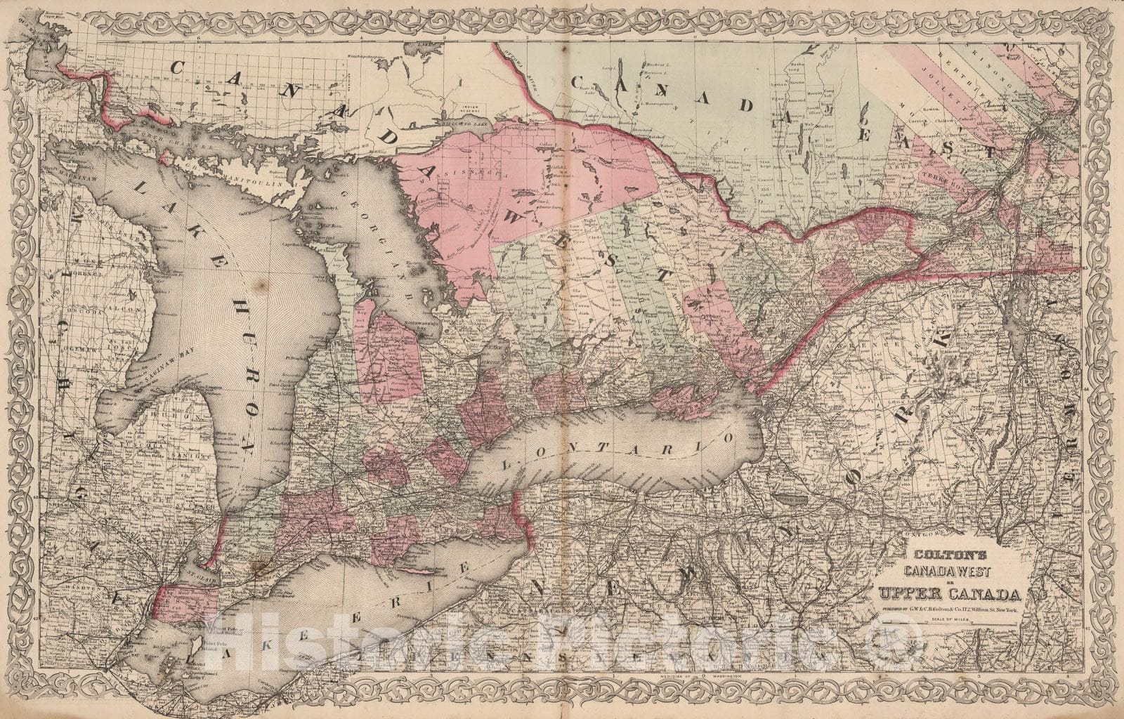 Historic Map : Canada West or Upper Canada., 1866, Vintage Wall Art
