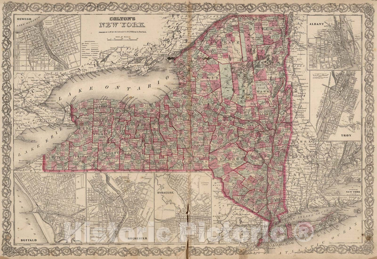 Historic Map : New York., 1866, Vintage Wall Art