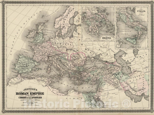 Historic Map : Roman Empire at the Time of Christ., 1886, Vintage Wall Art