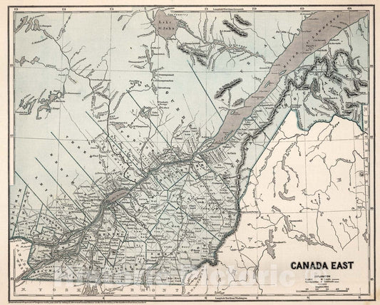 Historic Map : Canada East, 1845, Vintage Wall Art