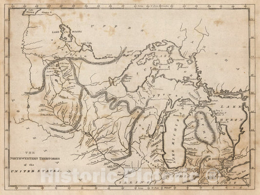 Historic Map : The Northwestern Territories of the United States, 1816, Vintage Wall Art