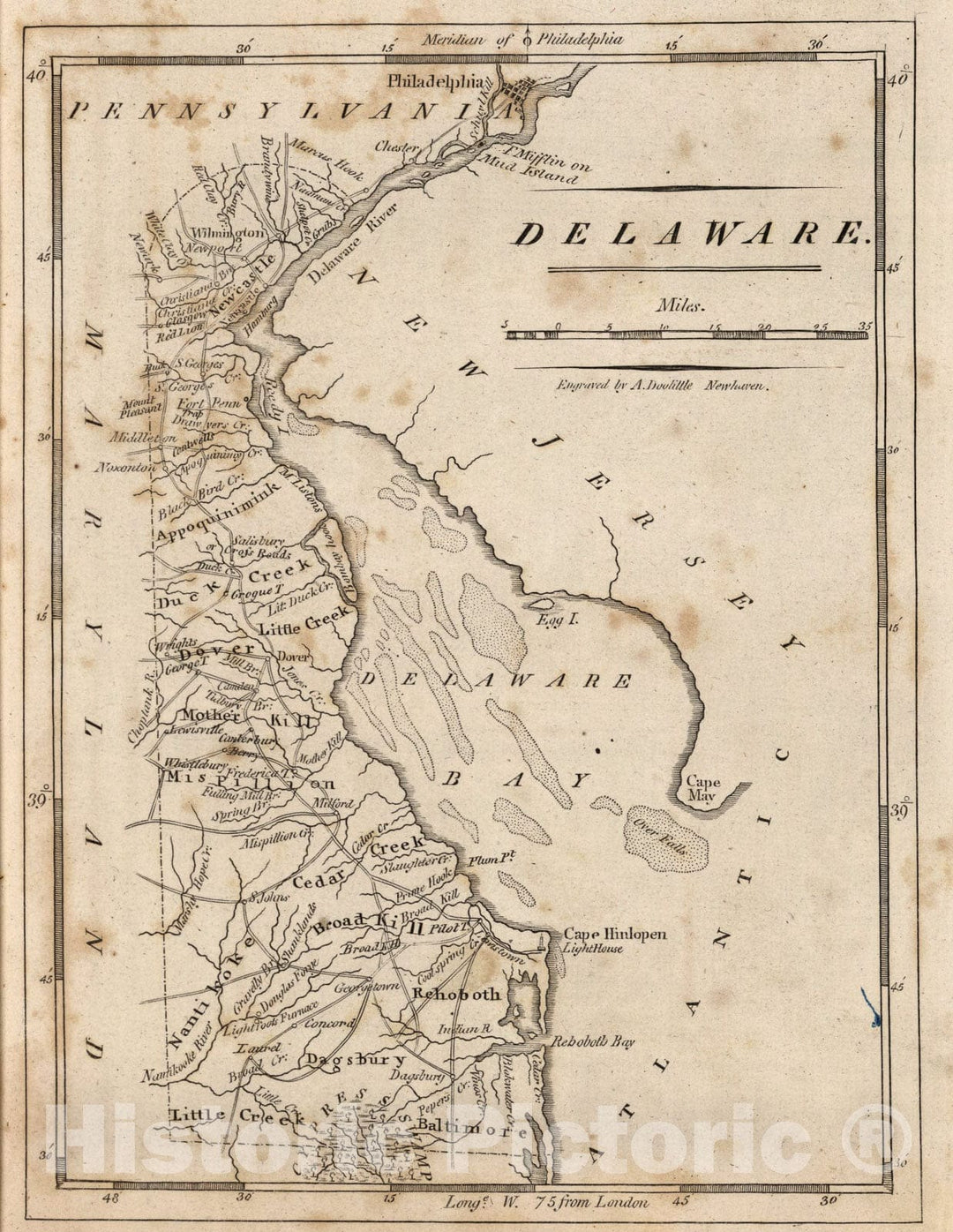Historic Map : Delaware, 1816, Vintage Wall Art