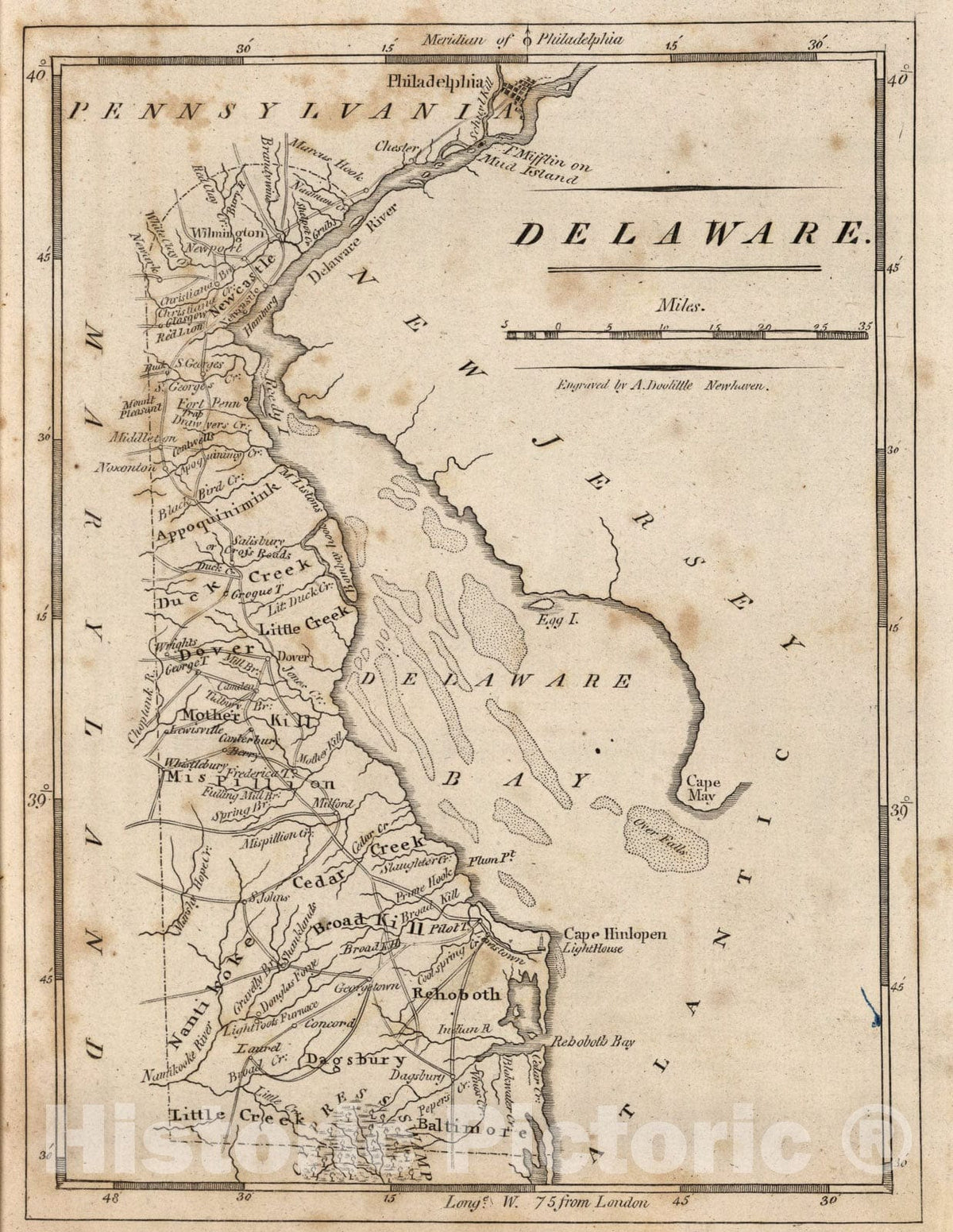 Historic Map : Delaware, 1816, Vintage Wall Art