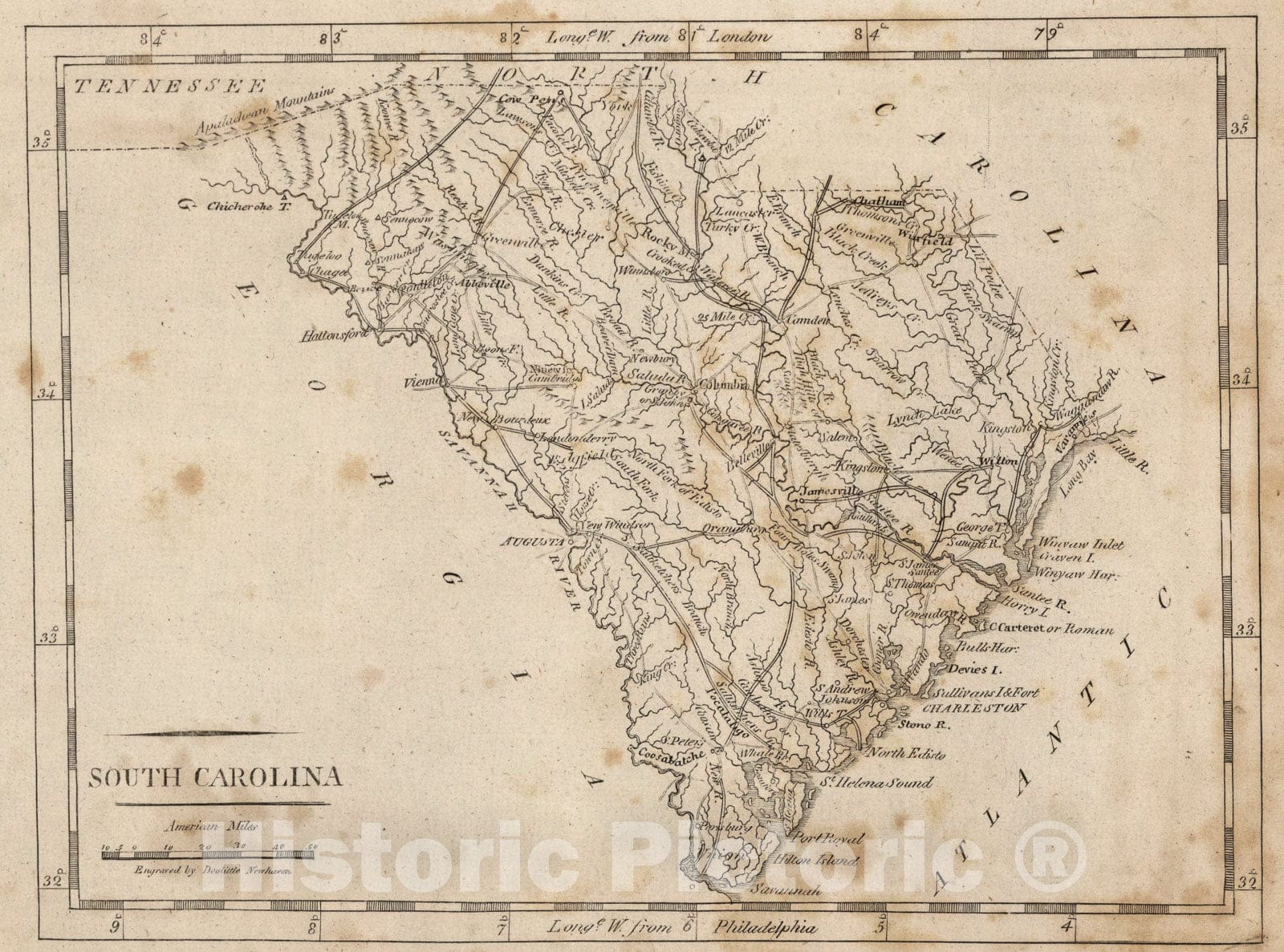 Historic Map : South Carolina, 1816, Vintage Wall Art